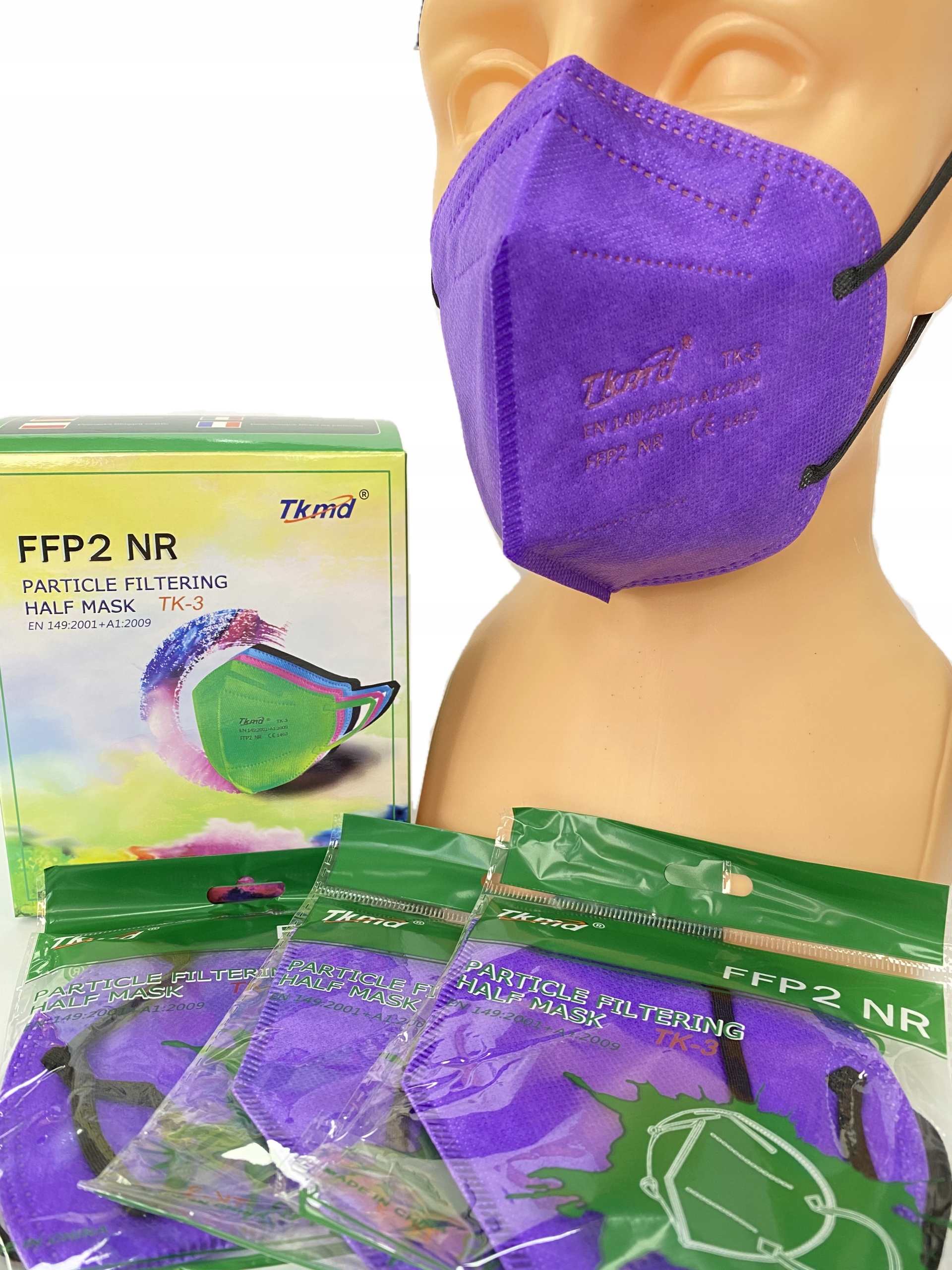 

10 FFP2 Fioletowa Maska KN95 Maseczka Ochronna Na