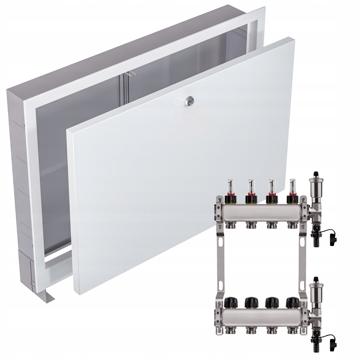 Nerezový Rozdělovač Podlahové Krytiny 4+ Podomítkový Box Bílý