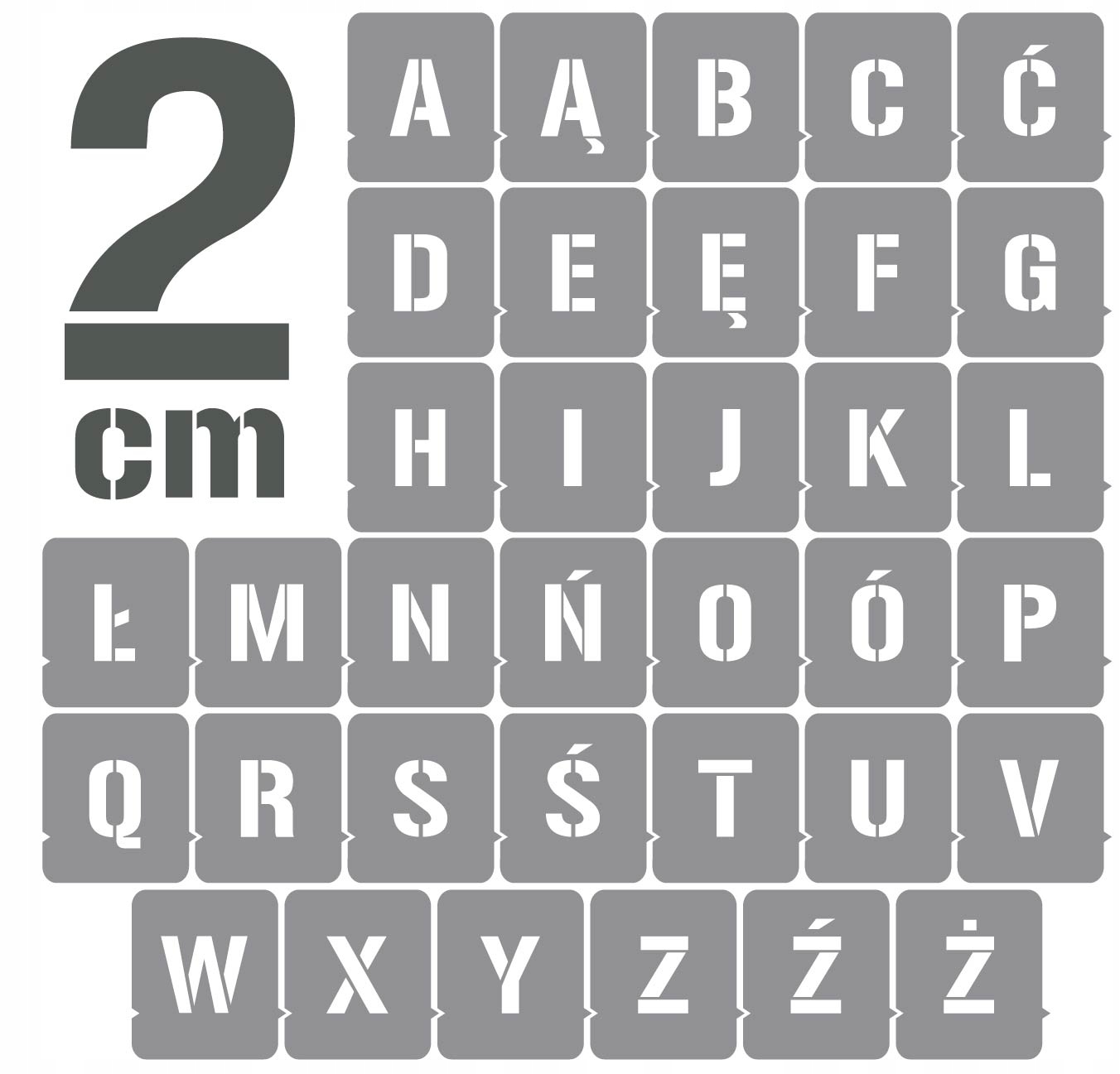 

Szablony malarskie Litery 2cm /wielorazowe/