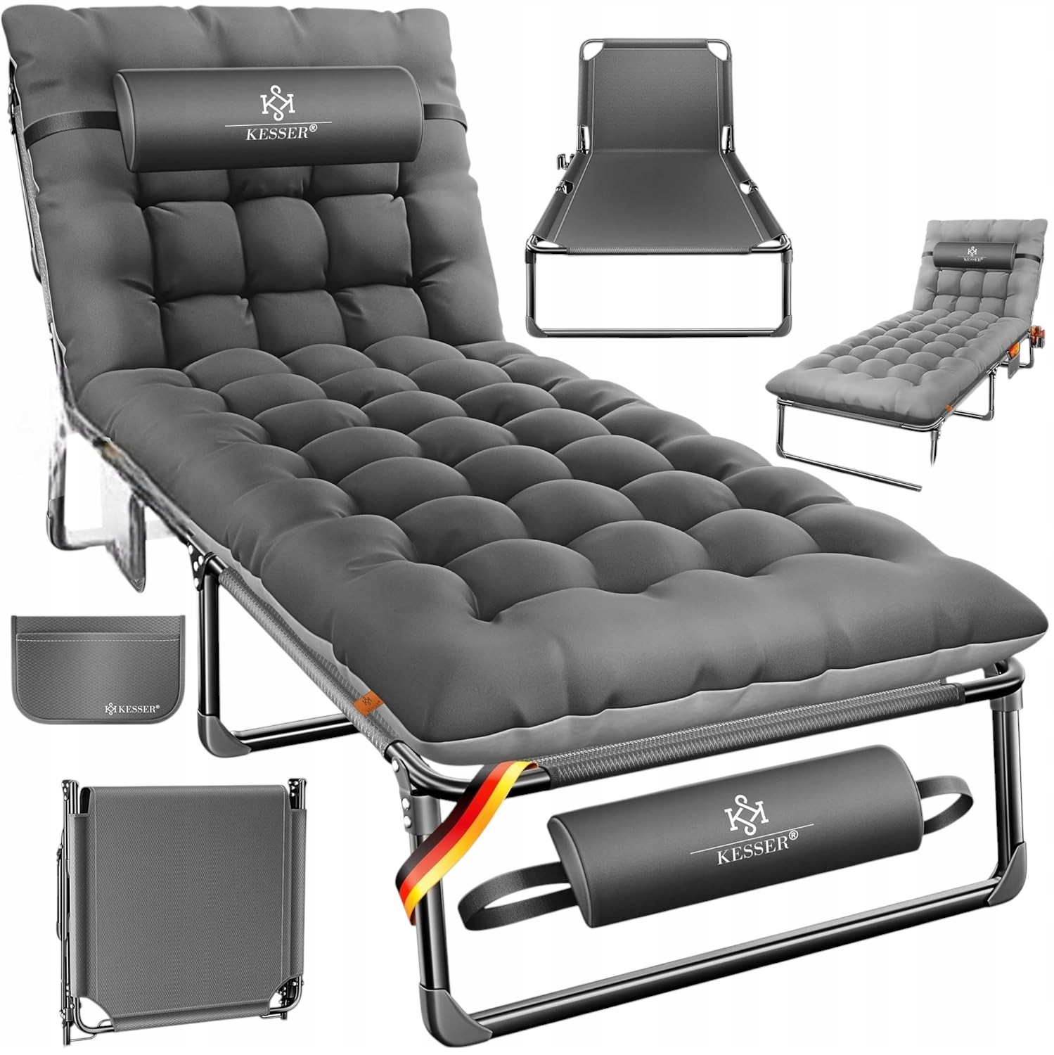 Łóżko polowe Kesser 190 cm x 68 cm szary