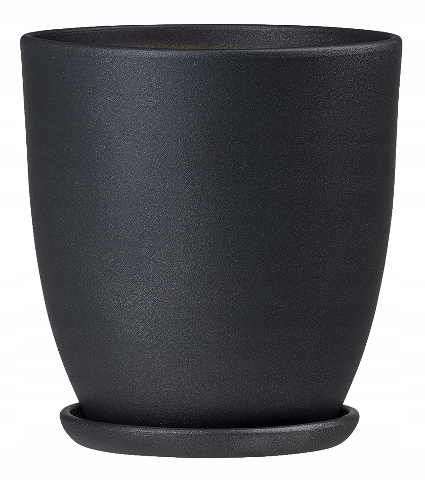 Doniczka Ceramiczna Czarna Matowa Duża Średnica 23,5 CM Wysokość 26,5 CM