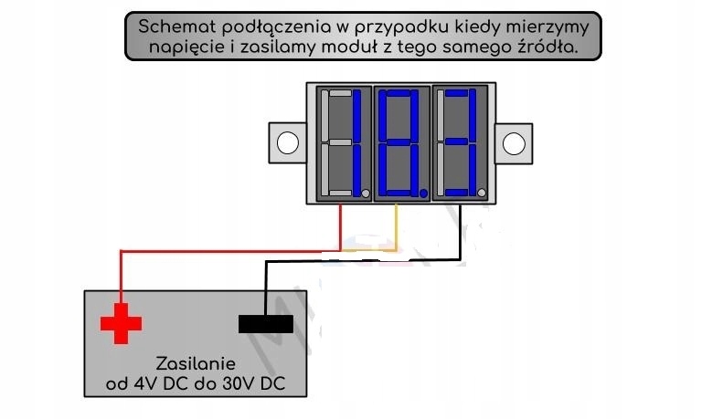 Miernik woltomierz 0-100V z przewodami czerwony Model inny
