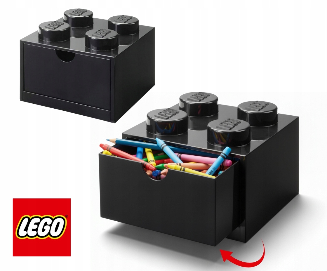 Originální Lego kontejner na psací stůl Šuplík Organizér 4 Očka Černá 4020