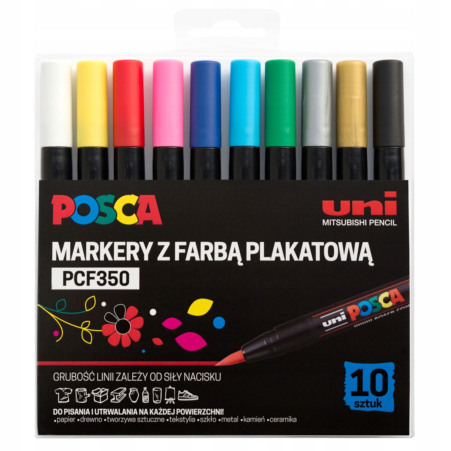 Marker Pigmentowy Rysunkowy Posca Szybkoschnący Zestaw 10 Szt Markery Uni