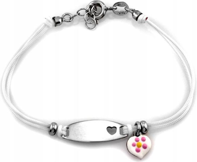 Stříbrný provázkový náramek 925 pro dívku se smaltovaným srdcem