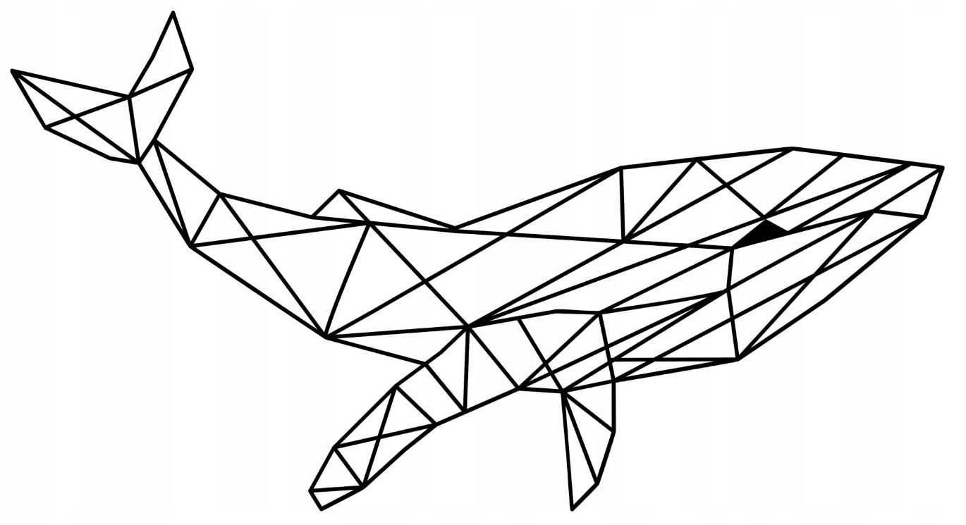 Geometrická 3D nástěnná dekorace Velryba 60 cm