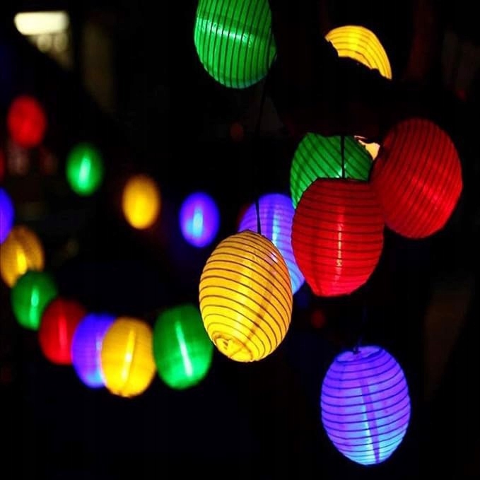 Kolorowe lampki lampiony zewnętrzne 20 led Długość 500 cm