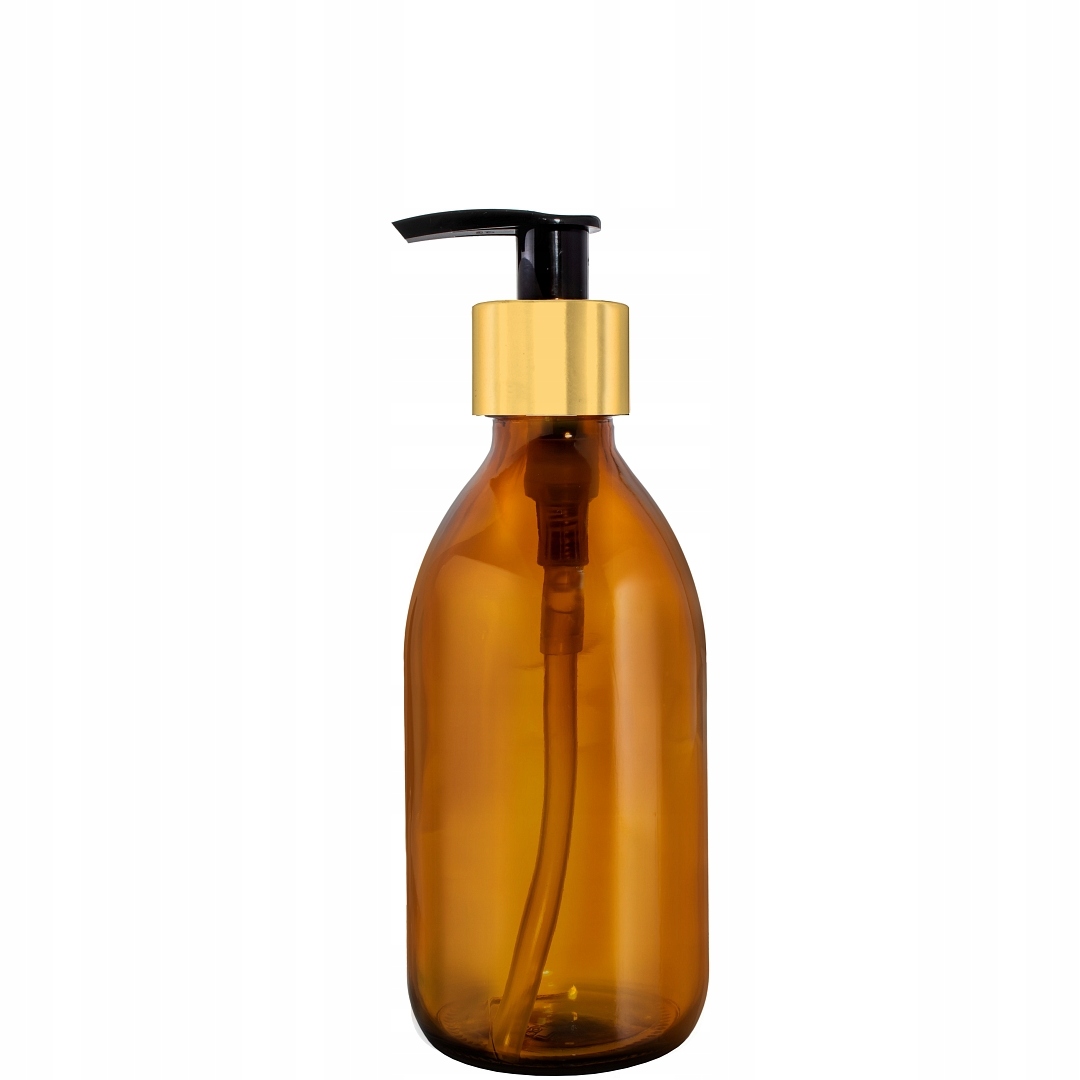 

Butelka Szklana Brąz 250ML Z Pompką Złoto Czarną