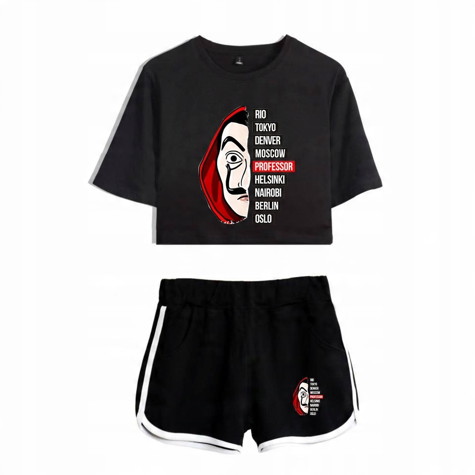 

Komplet Dres Piżama T-shirt Szorty Dom Z Papieru