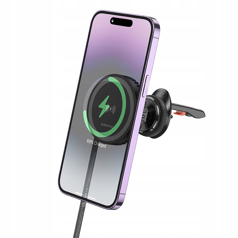 Uchwyt Samochodowy magnetyczny z ładowaniem indukcyjnym kabel do kratki