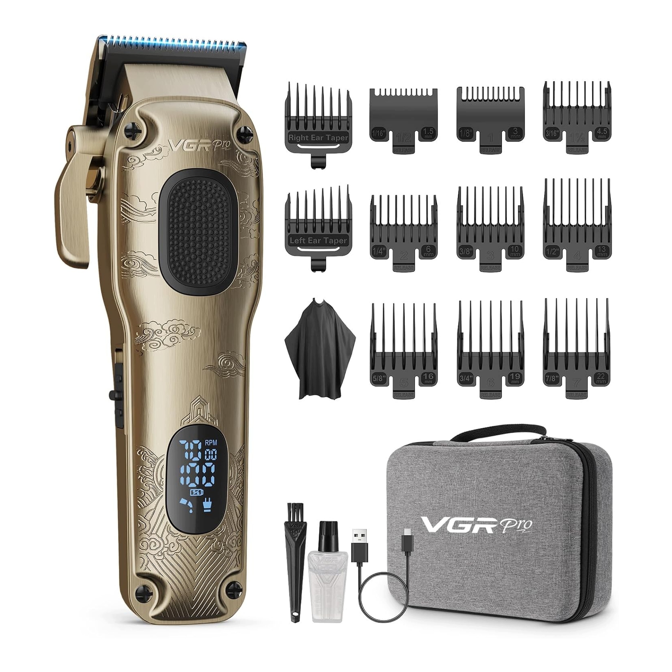 Bezdrátový Zastřihovač Vlasů Vgrpro V-007 S Nástavci Pouzdro