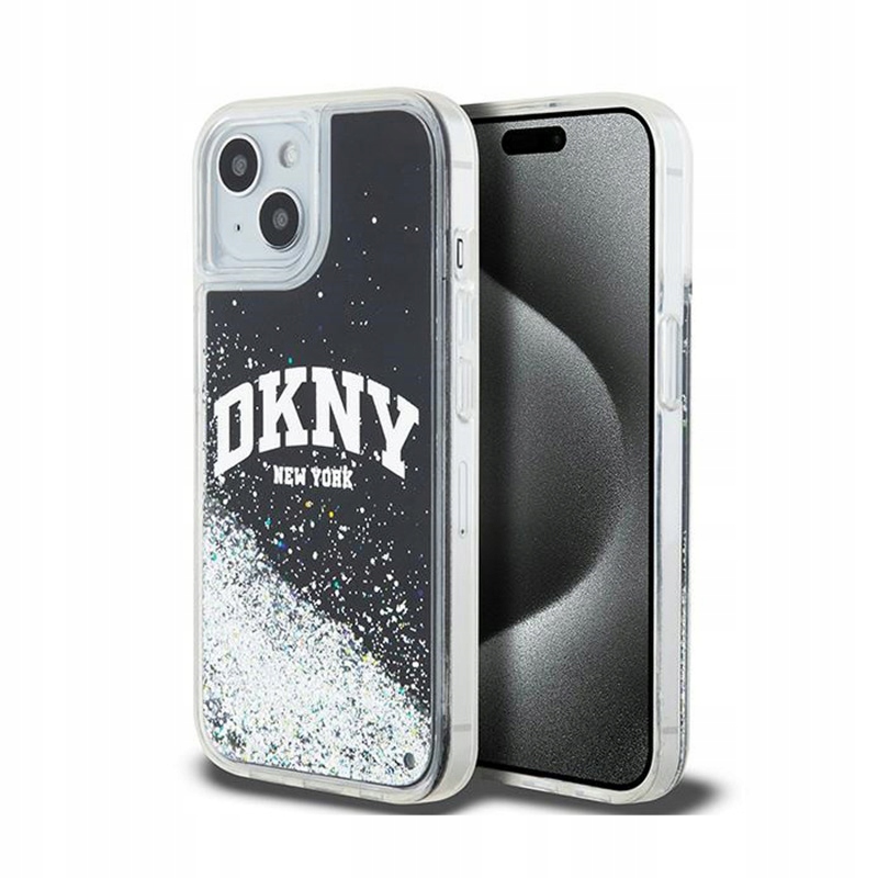 Dkny Liquid Glitter Big Logo Pouzdro pro iPhone 15 Plus 14 Plus (černé)