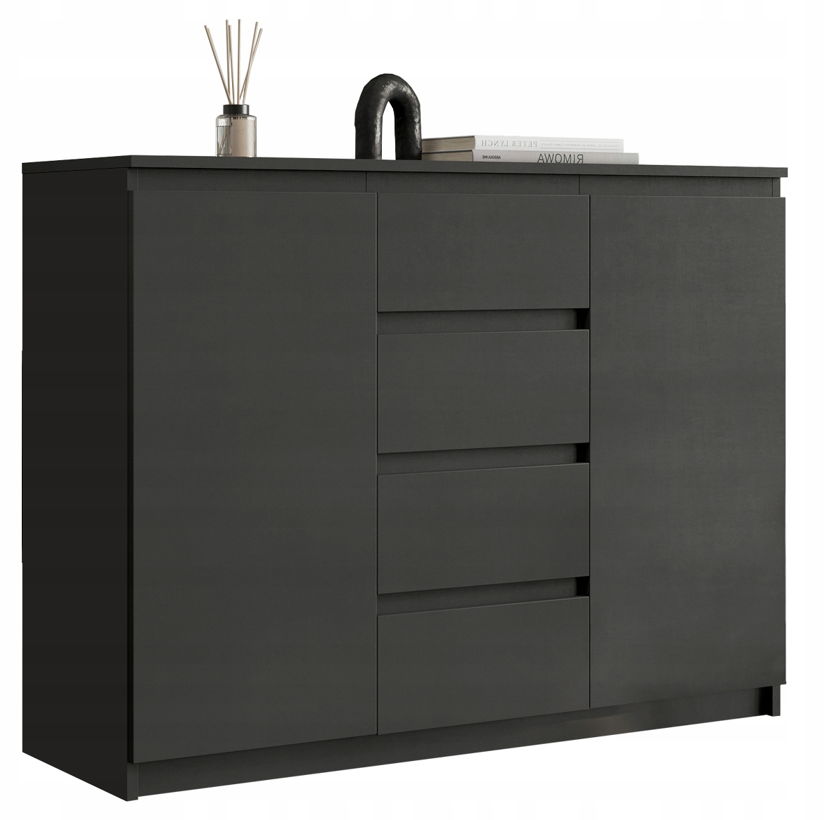 

Komoda szafka czarna z szufladami do sypialni 110