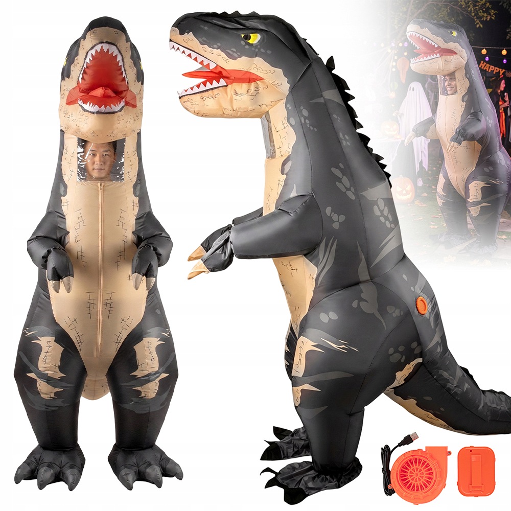 Kostým Dinosaurus T-rex Nafukovací Karnevalový Kostým Dospělý 190 CM Převlek
