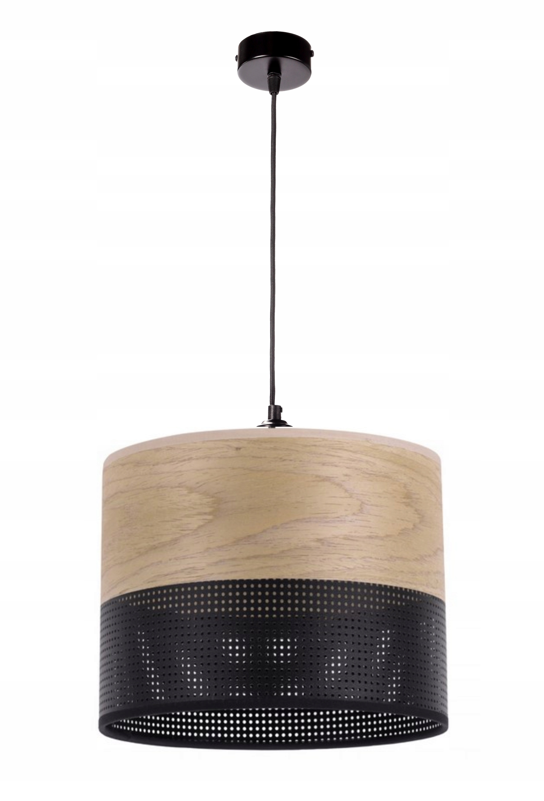 Závěsná Stropní Lampa Dýha Dub Lustr Stínidlo S Dírkami Dřevo 20 CM