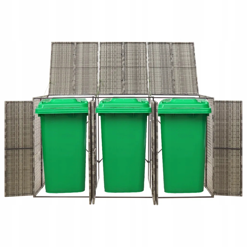 Levně Kryt na 3 odpadkové koše, šedý, 207 x 80 x 117 cm