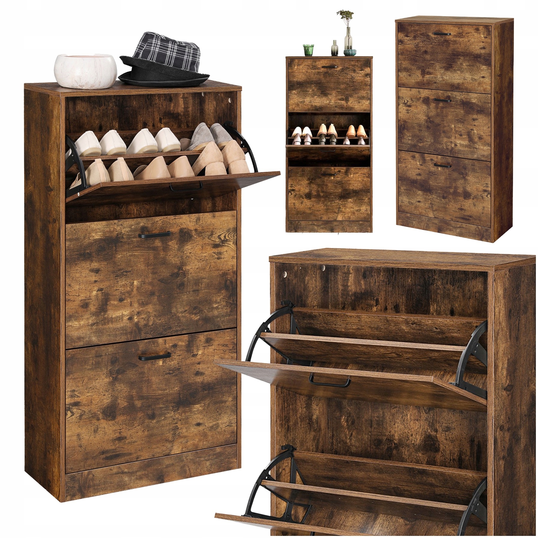 3-úrovňová skrinka na topánky Vysoká 18 párov Organizér Komoda Regál na topánky