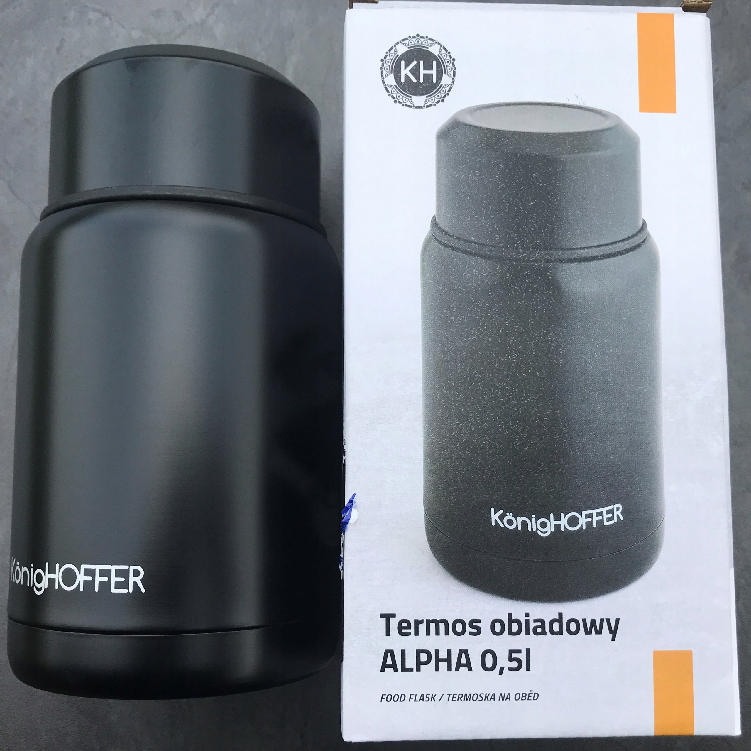 TERMOS OBIADOWY 0,5L LUNCH BOX NA ŻYWNOŚĆ ZUPĘ 500ml czarny MENAŻKA STALOWY Marka Konighoffer