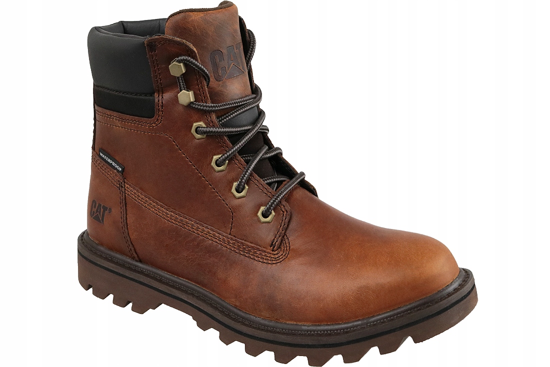 Caterpillar Deplete Wp -41- Pánské zimní kožené boty, hnědé