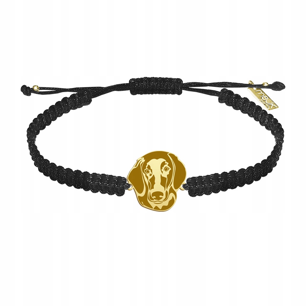 Zlatý náramek s Flat Coated Retriever 925 Makramé Dedikace Gravírování