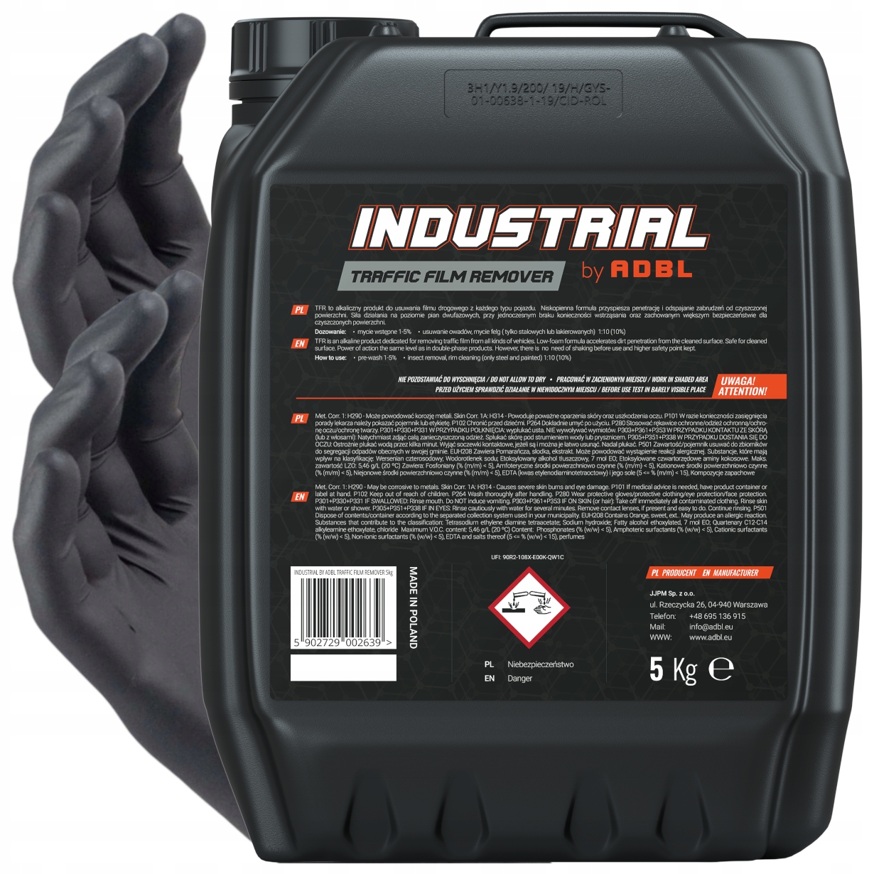 ADBL INDUSTRIAL TFR TRAFFIC FILM REMOVER 5l PRE WASH USUWA FILM DROGOWY 5KG