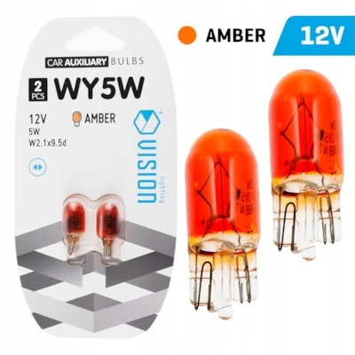 Żarówki samochodowe WY5W 12V 5W W2.1x9.5d pomarańczowe 2 szt. Vision