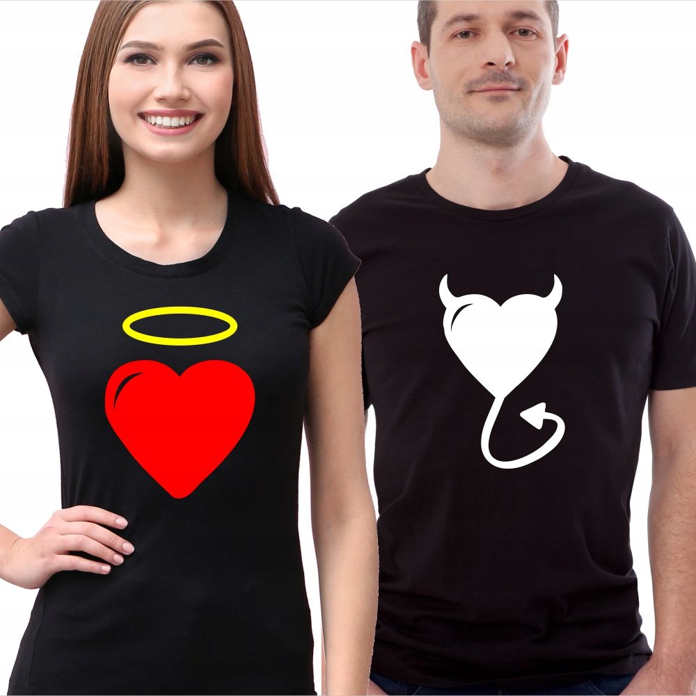 

Komplet Koszulek Damska Męska - Serce Diabeł Anioł