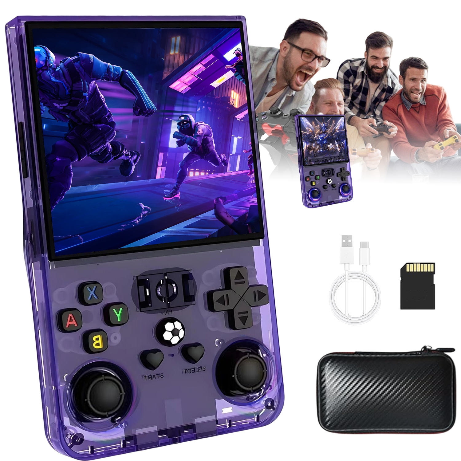 Przenośna Mobilna Konsola R36MAX 64GB 18000 Gier Linux Purple 4'' Gameboy
