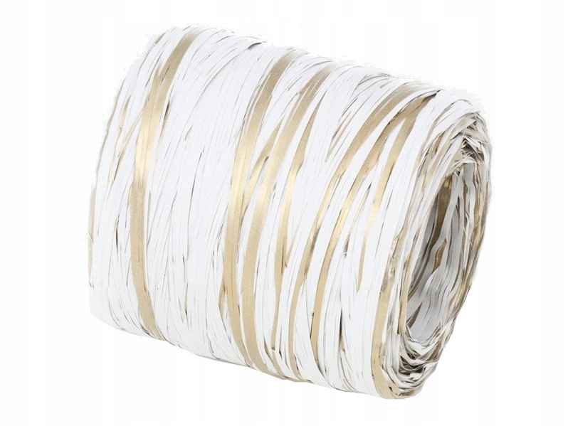 

Rafia syntetyczna sznurek wstążka Biało-złota 200m