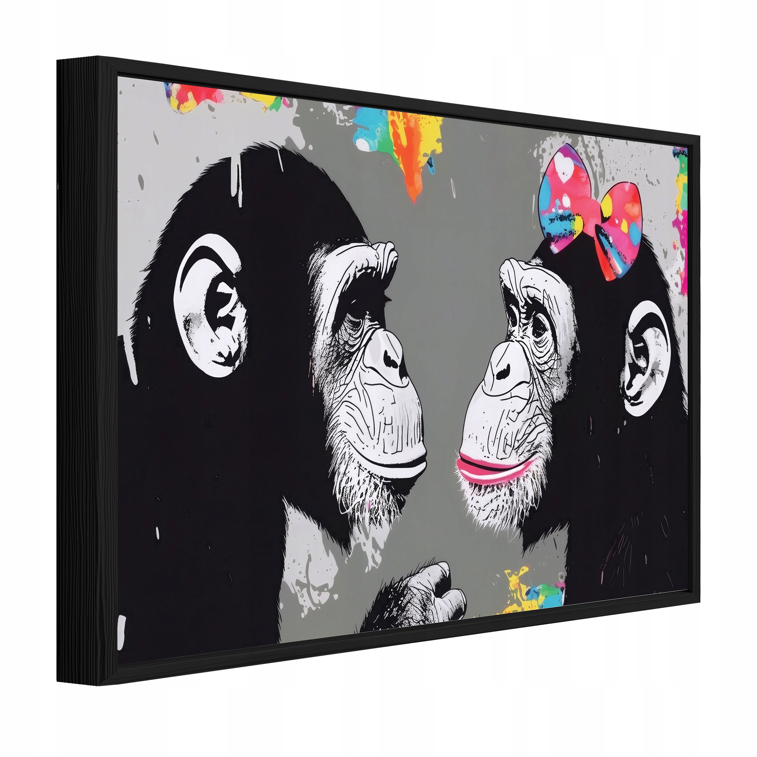 Obraz V Rámu Černý Opice Banksy Do Předsíně Jídelny Kuchyně 60x40