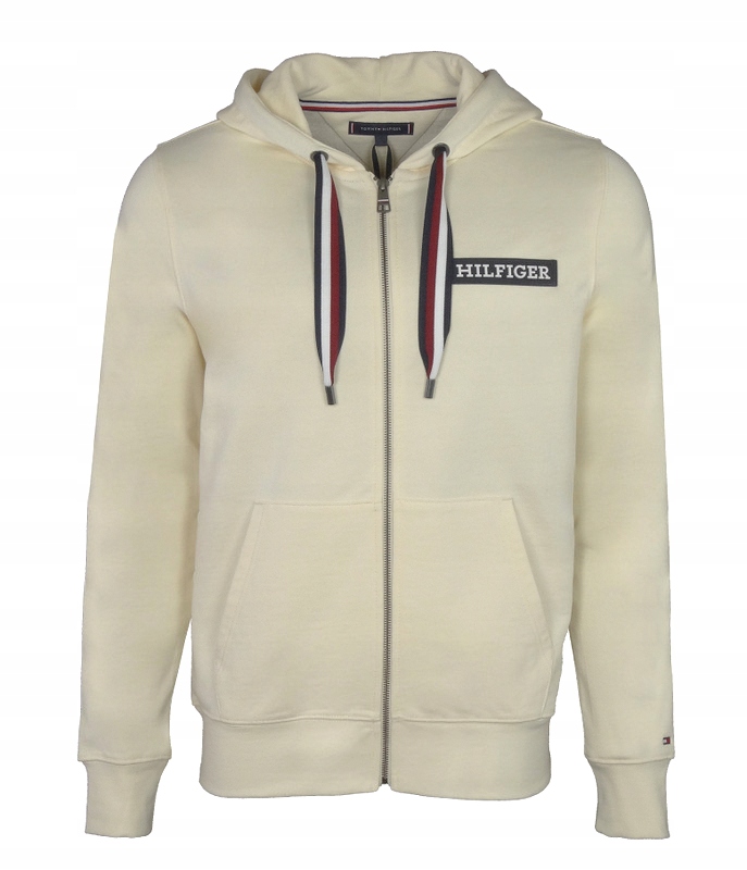 Tommy Hilfiger pánská mikina s kapucí, rozepínací, krémová, S