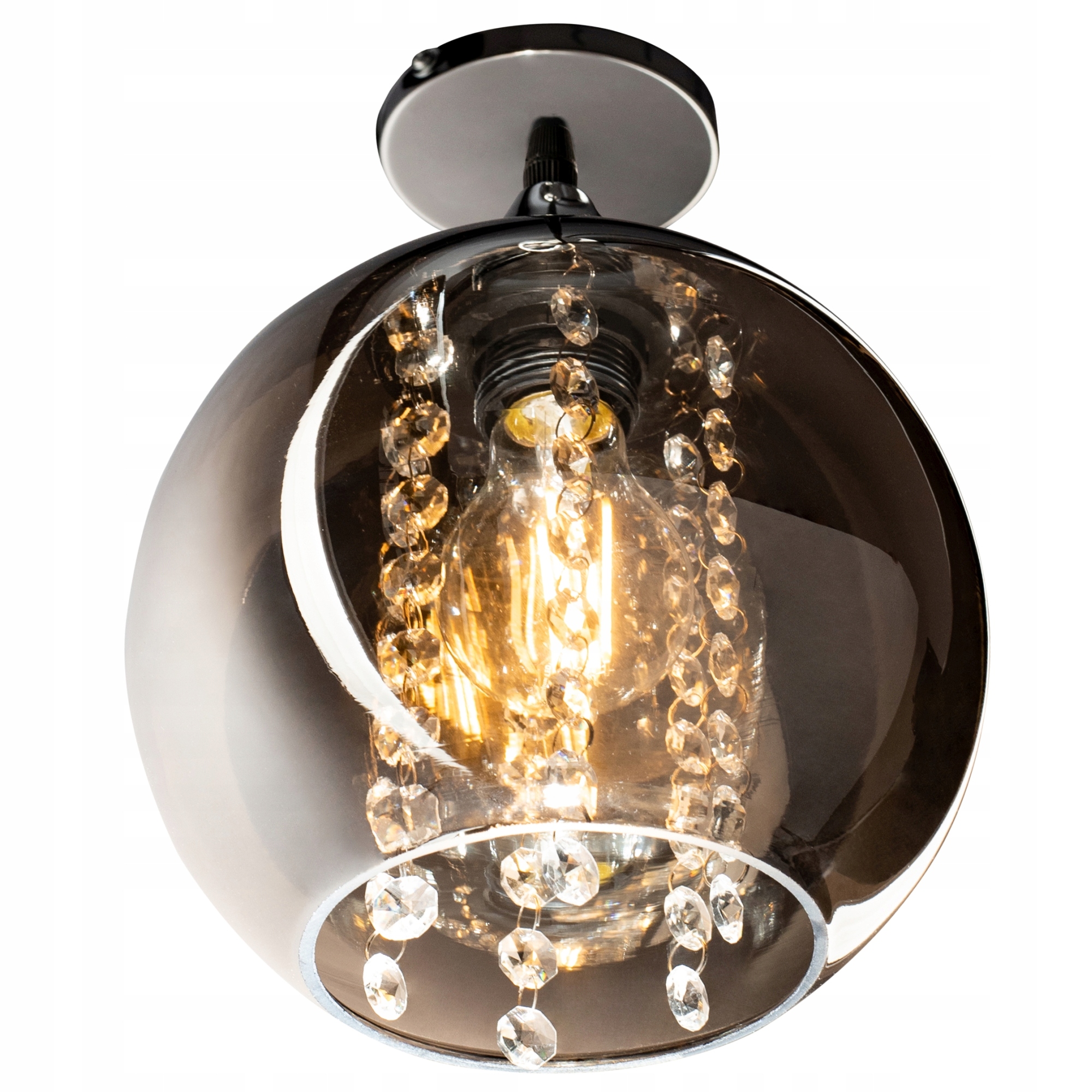 

Lampa Sufitowa Szklana Lustrzana Kula Kryształy