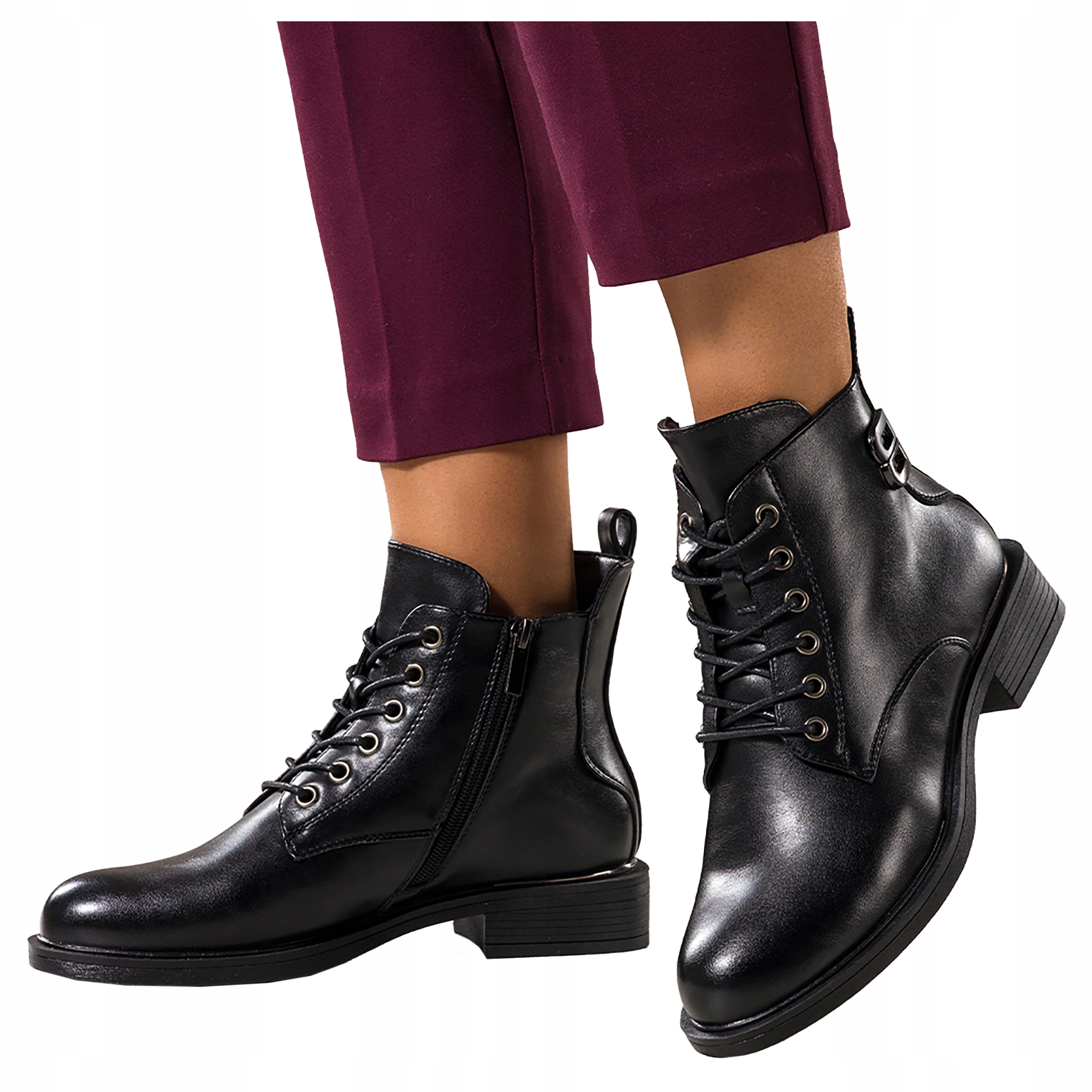 Černé dámské kotníkové boty Módní výstřih Pohodlné ploché boty Klasické velikost 39