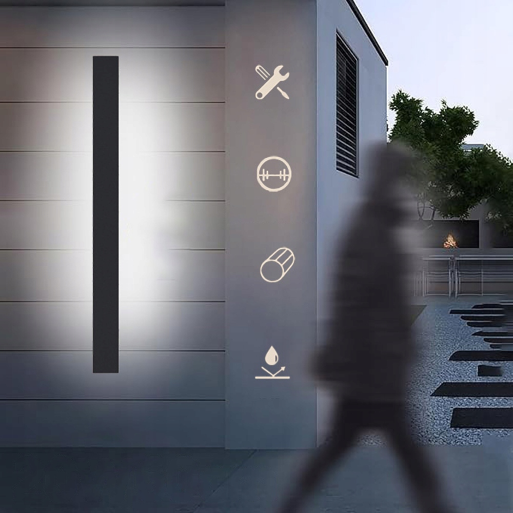 60 CM Led Nástěnná Lampa Zahradní, Fasádní, Venkovní, Dlouhá, IP65