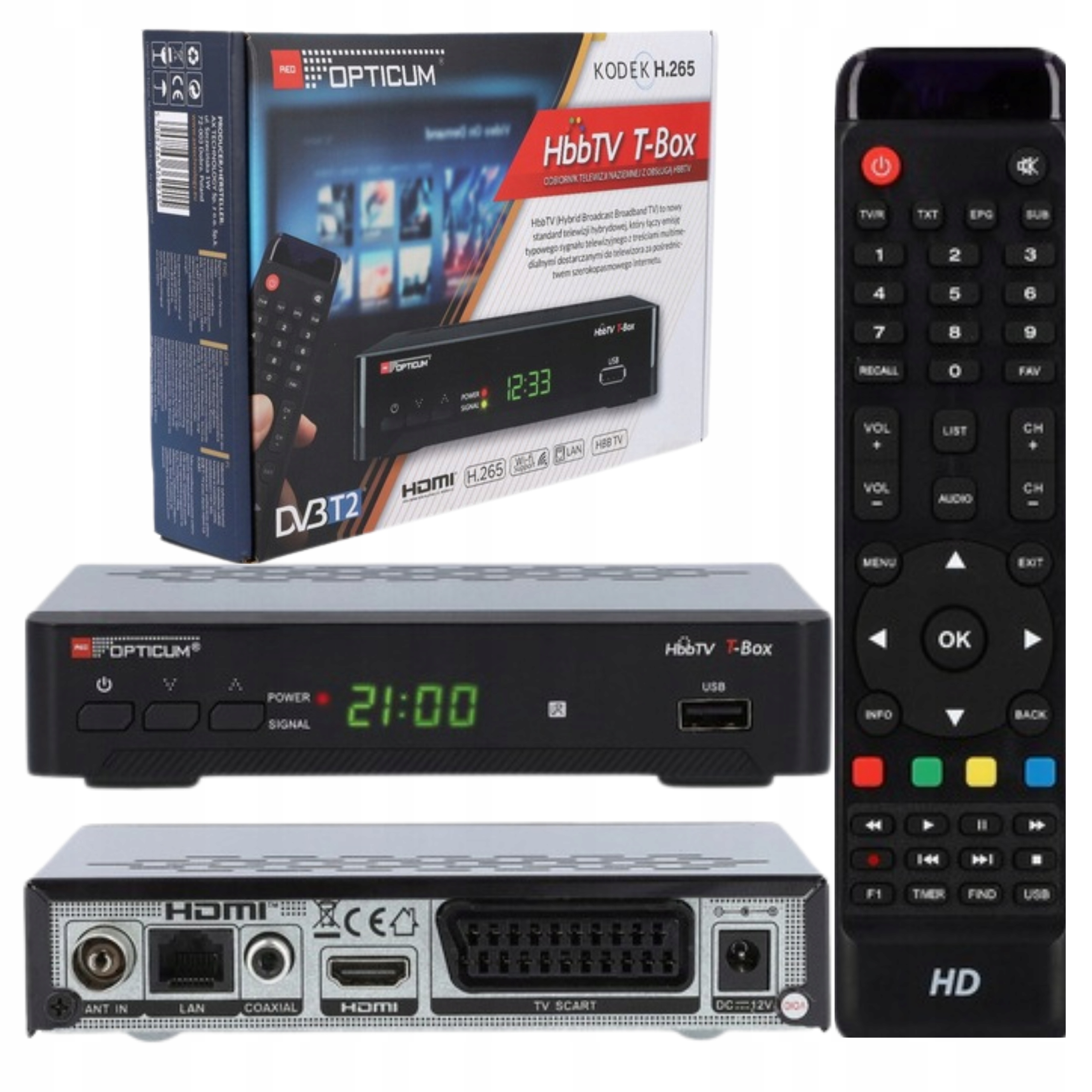 Opticum HBTTV T-BOX DVB-T2 H.265 HEVC