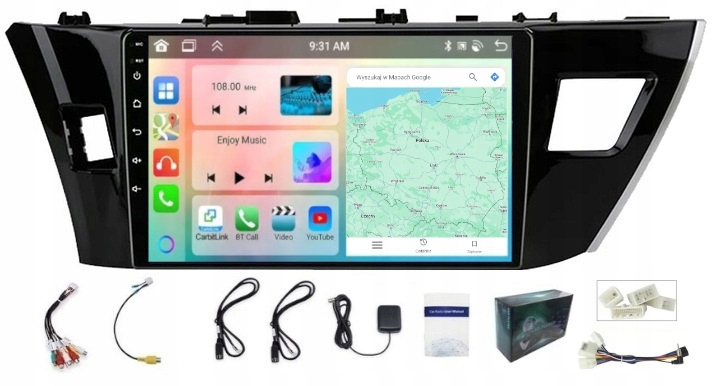 Rádio Navigace Gps Android Toyota Auris Corolla 2013-2018 Carplay 6/128GB