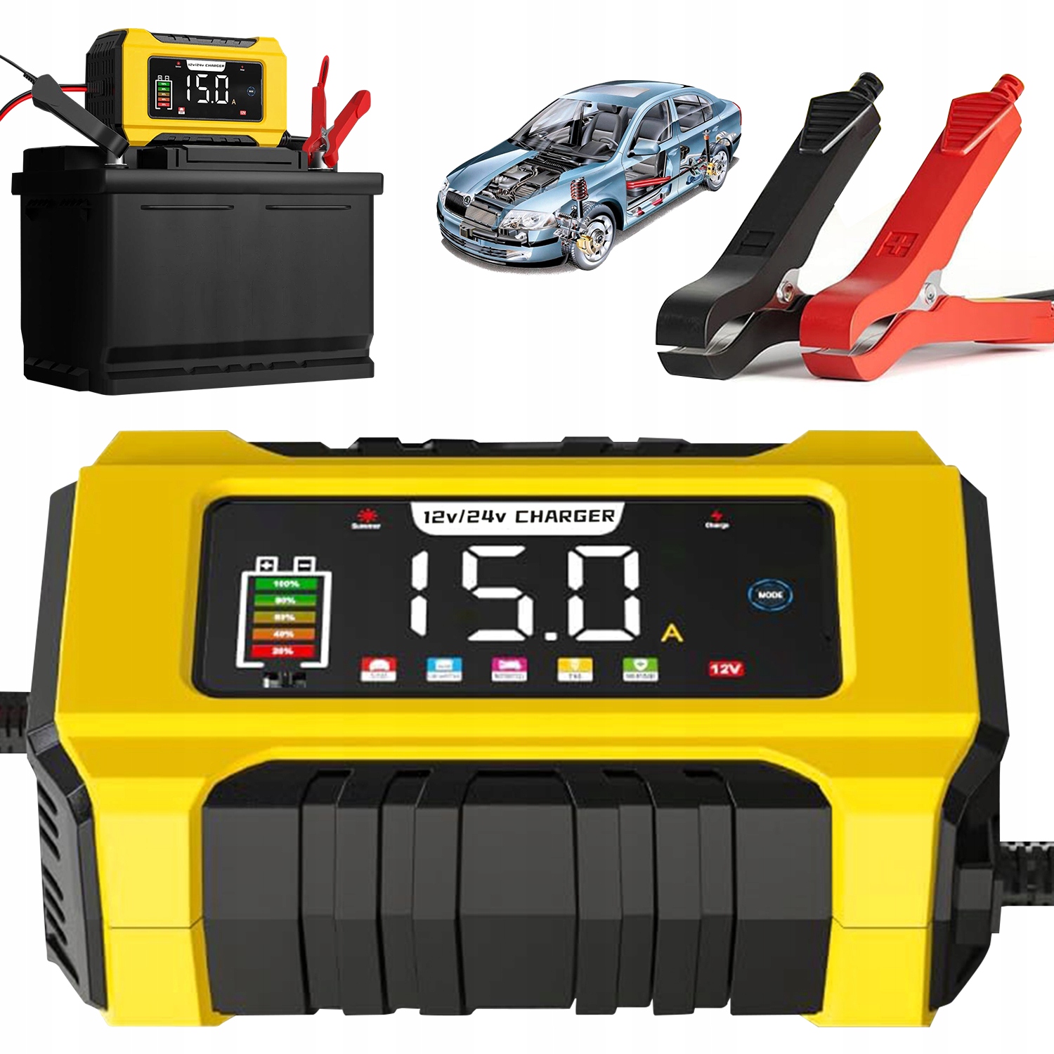 Nabíječka Do Auta Pro 12V Automatické Akumulátory 15A