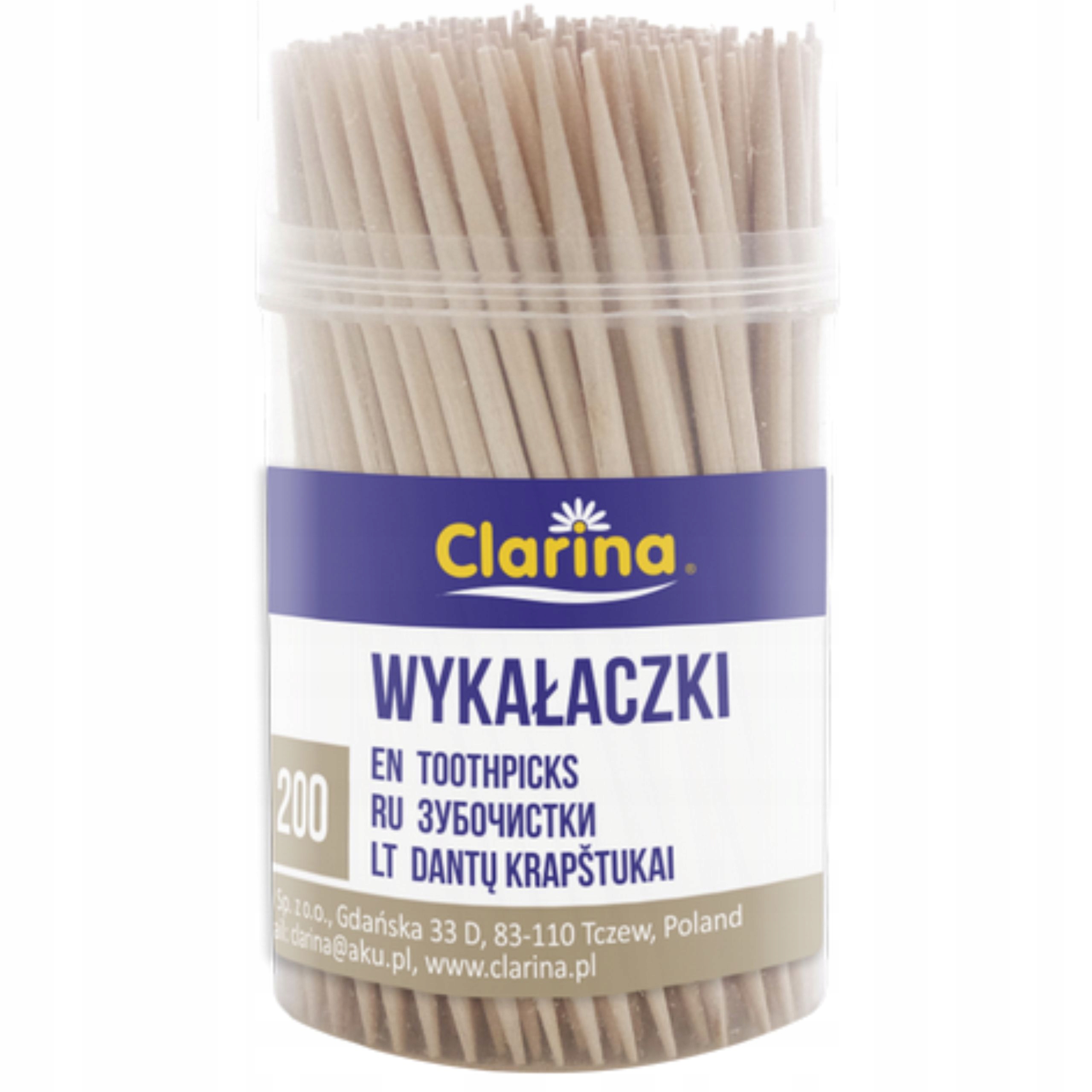 Wykałaczki drewniane kuchenne do przekąsek grilla Clarina baryłka 200 sztuk