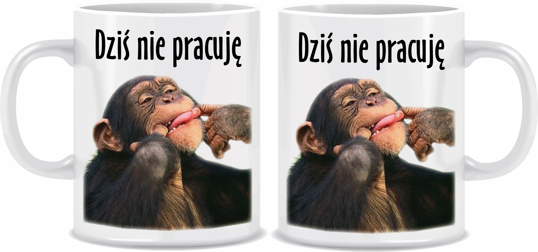 

Kubek Dziś Nie Pracuję Małpa na prezent + kartonik