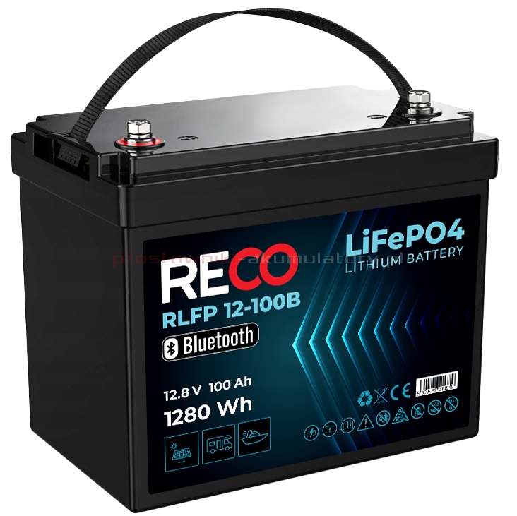 Akumulator LiFePO4 100Ah 12,8V RLFP12-100 z Bluetooth lekki mały gabaryt