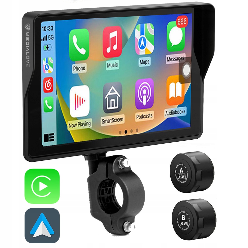 Monitor Android Auto Carplay nawigacja motocyklowa ekran czujniki ciśnienia