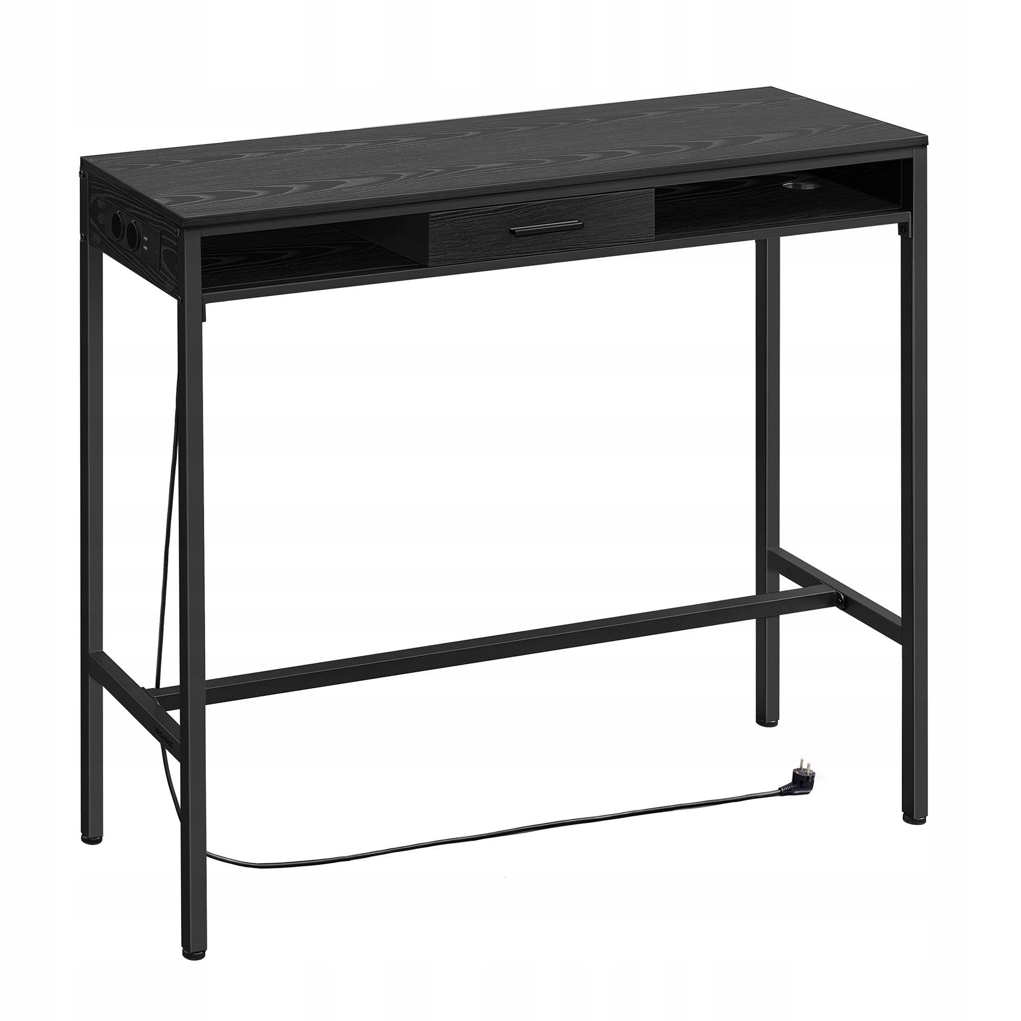 Kuchyňský stůl Konzola s Nabíjecí Stanicí 2x zásuvky 2x Usb černý Šuplík