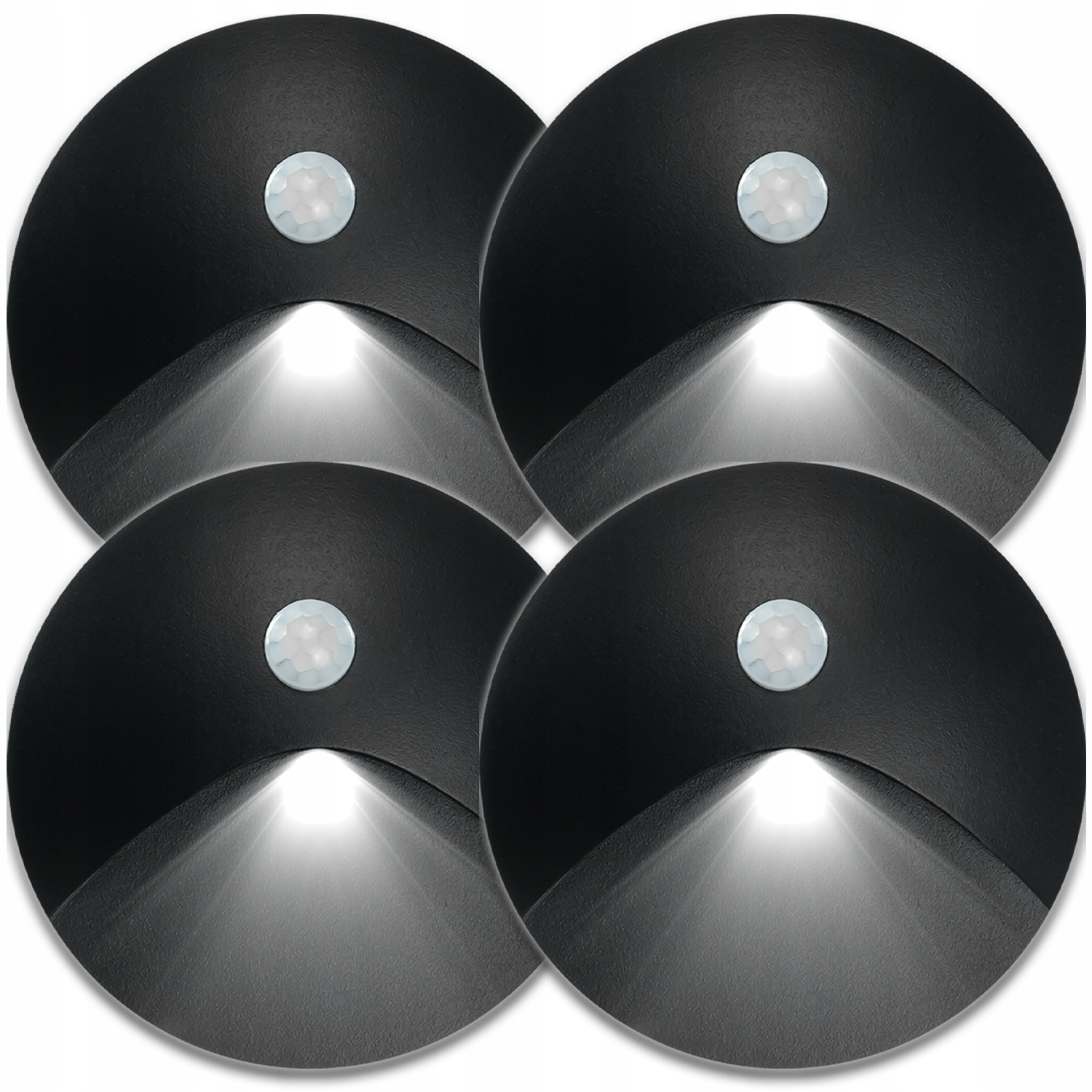 4 X Svítidlo Schodišťové Svítidlo Senzor Soumraku Pohybu Černá Hliníková Barva