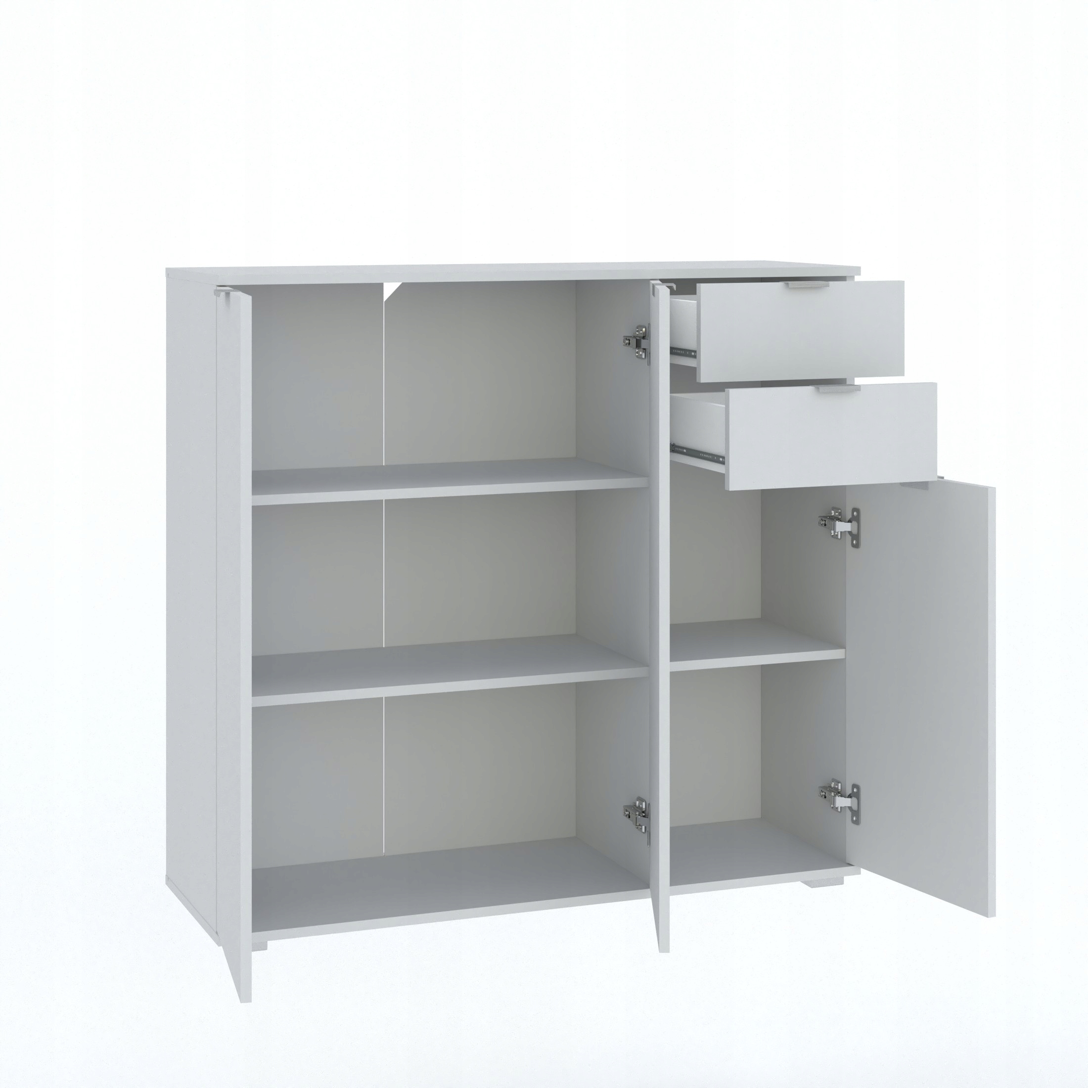 KOMODA BIAŁA Z SZUFLADAMI TRZYDRZWIOWA WYSOKA 107 Marka Intermeble