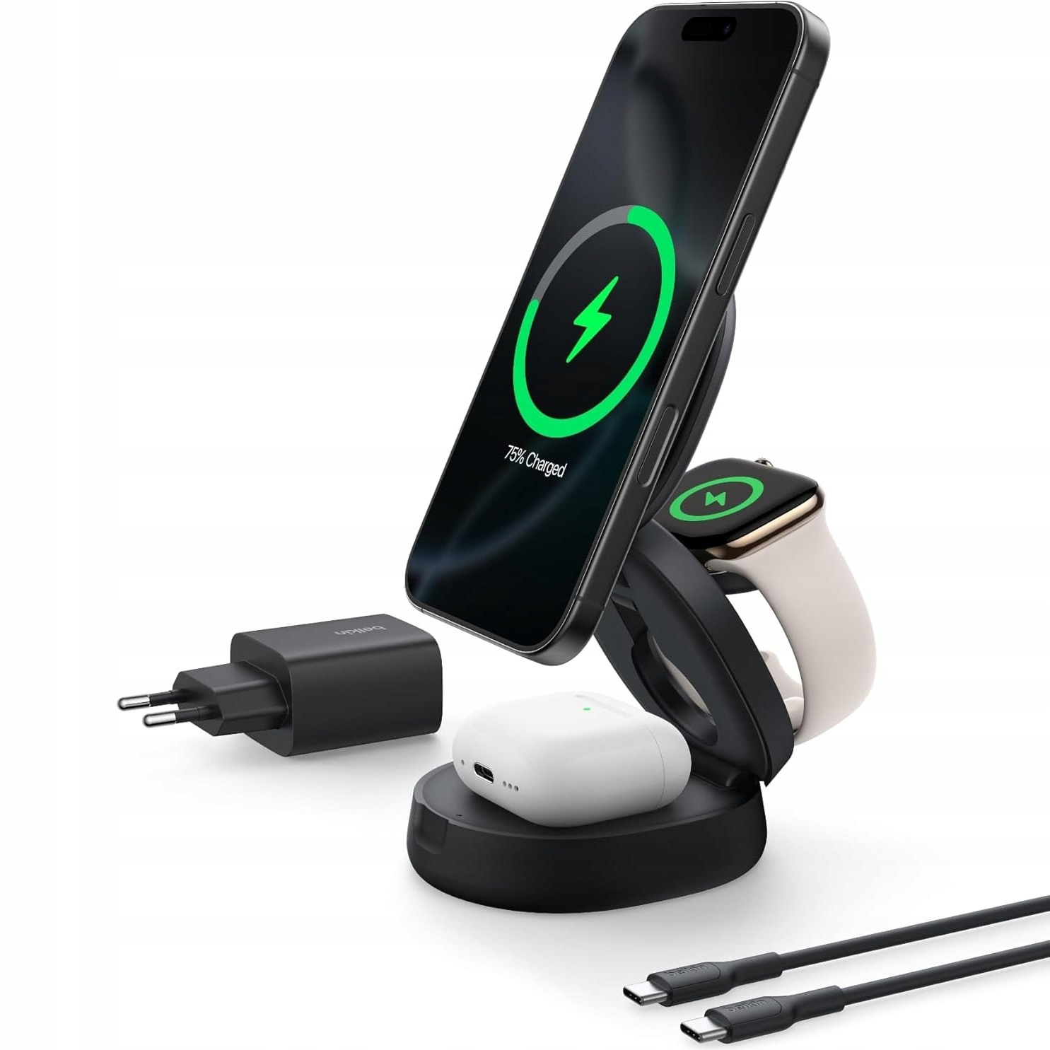 Belkin Ładowarka indukcyjna do MagSafe iPhone Apple Watch AirPods, Qi2 15W