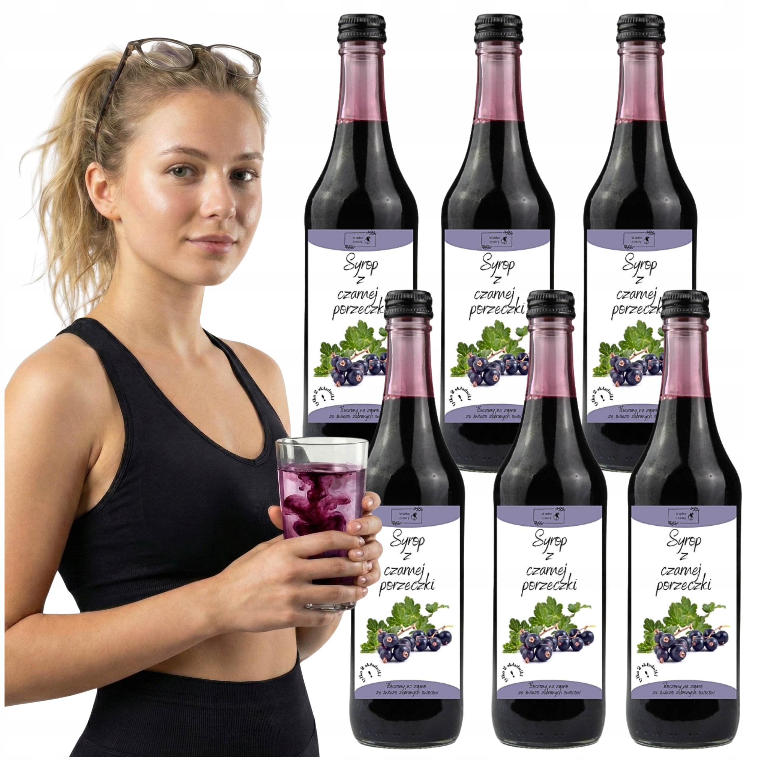 Syrop z Czarnej Porzeczki Syrop Czarna Porzeczka 500ml Zestaw 6szt