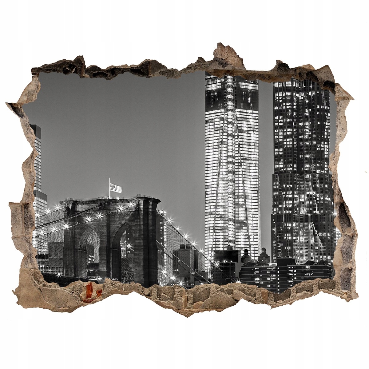 

Fototapeta dziura na ścianę 3d Manhattan nocą