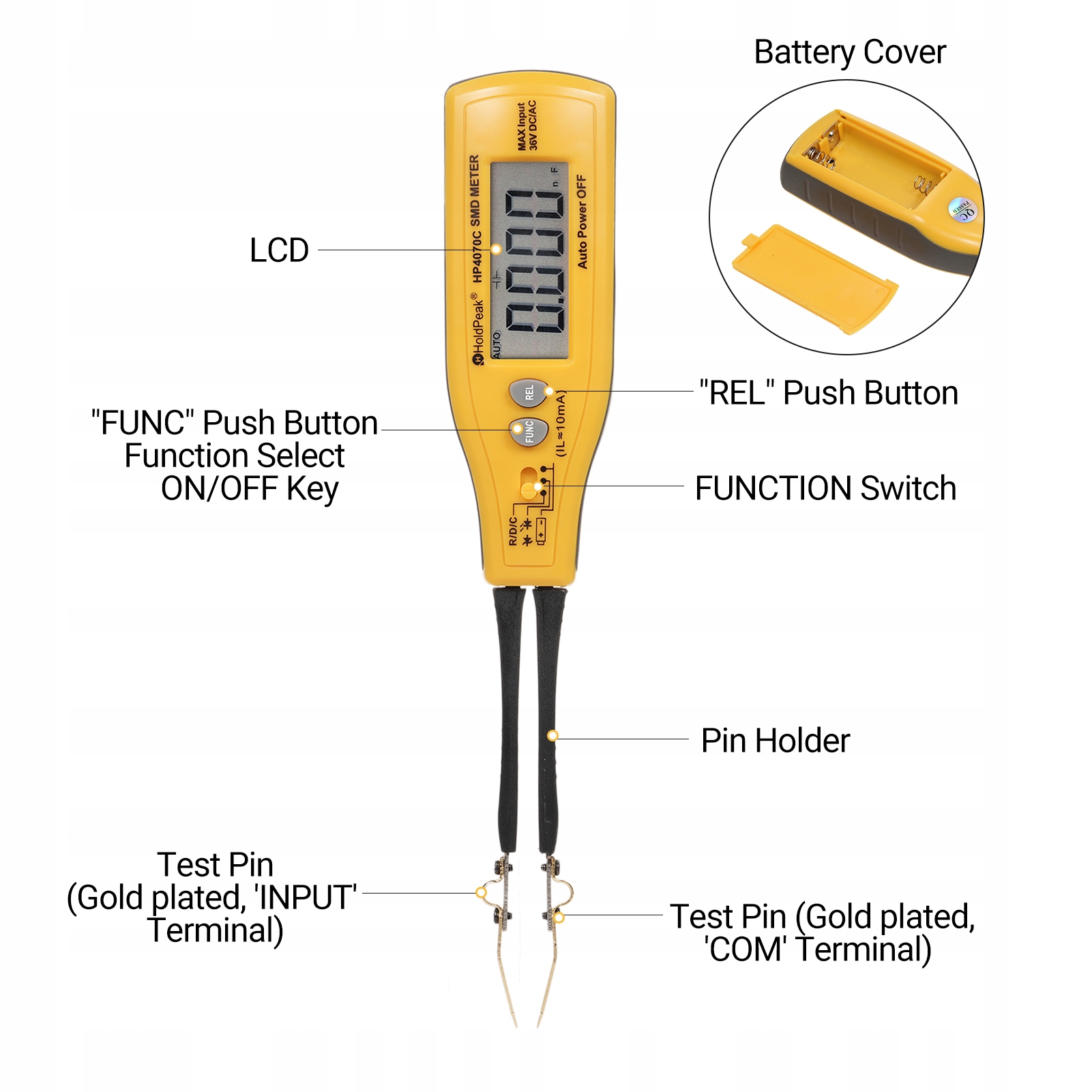 HoldPeak HP-4070C Handheld Smart SMD Tester Pinteezers Resistor RP