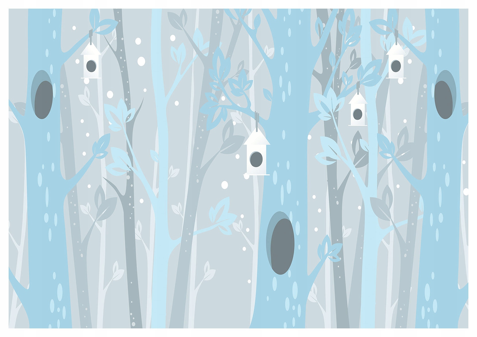 Fototapeta Zimní les Ptáčci Pastelové do dětského pokoje 368x254 lepidlo
