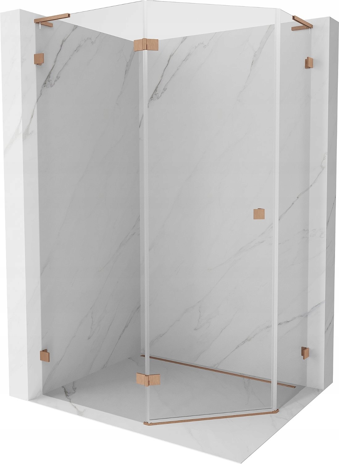 Mexen Lunar L Kabina Prysznicowa Uchylna Lewa 100x80 Transparent Miedź